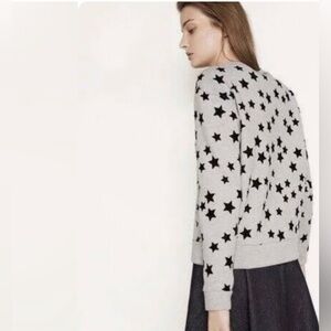 Maje gray Heather sweatshirt with black velvet star print 2 S